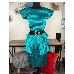 Vintage Polka Dot Tiered Ruffle Dress